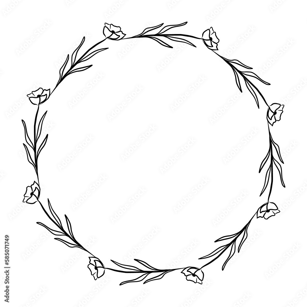 Hand drawn floral wreath illustration Hand drawn floral wreath illustration