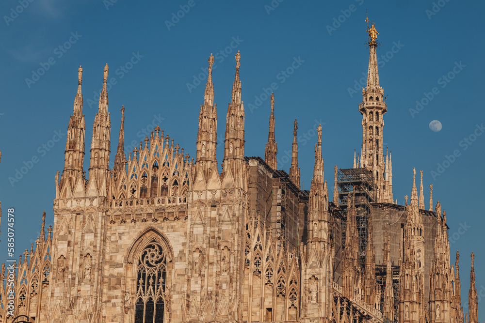Milano, Italy - March 2023: The wonderful Duomo cathedral in the city