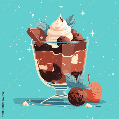 チョコレートパフェのベクターイラスト