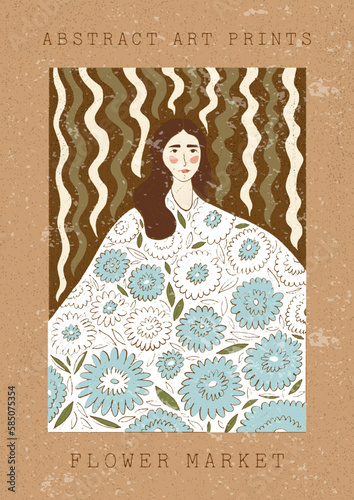 Large set of modern A4 posters in a modern boho style, hand-drawn. Suitable for poster, banner, printing, branding