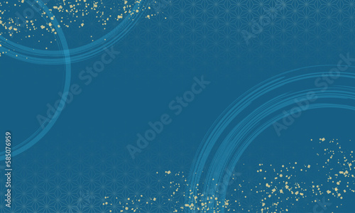 夏・父の日・青・藍色・背景・高級感・筆・金粉・円・丸・和柄