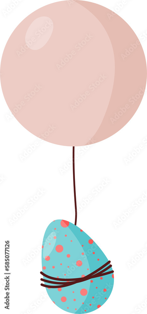Flying Blue Egg on Air Balloons. PNG