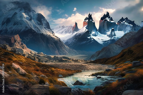 The towering mountains and stunning glaciers of Patagonia in South America offer a dramatic and unforgettable summer travel background, with stunning vistas and unique wildlife