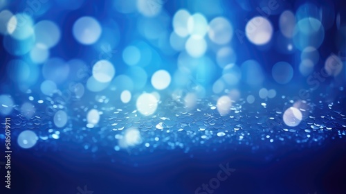 A glamorous background of blue bokeh perfect for awards and celebrations. Generative AI