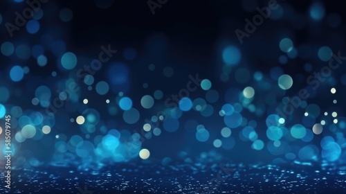 A glamorous background of blue bokeh perfect for awards and celebrations. Generative AI