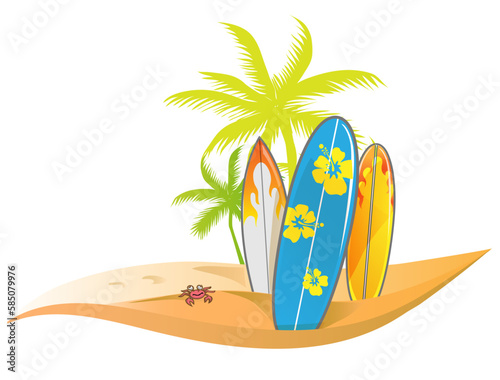 Summer surfing vector design isolated on white