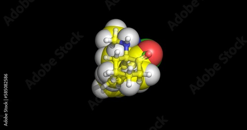ketamine drug 3D molecule spinning, 4K photo