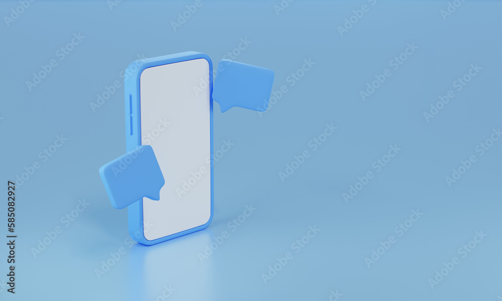 3D Rendering smartphone and Message speech bubble. 3D Rendering smartphone and Message speech bubble.