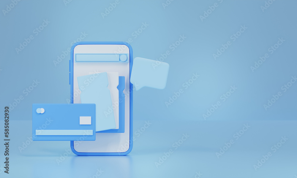 3d rendering of smartphone and Online shopping. 3d rendering of smartphone and Online shopping.