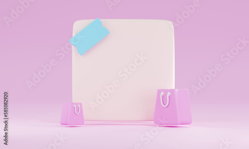 3d render Sale tag on pastel background.discount sale, promotion in social media.