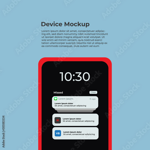 Smartphone frame with notifications screen, vertical position. Whatsapp notification illustration. Smartphone perspective view. Notification Boxes Template for Iphone. Smartphone Message Interface. 