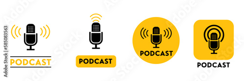Zholtie icons podcast signs. Podcast microphone icon template collection. Podcast microphone sign. Stock vector. EPS 10