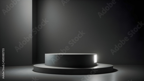 3D display podium luxury background with pedestal in studio interior for cool cosmetic product presentation stand. Luxury feminine mockup 3d render advertisement Generative AI