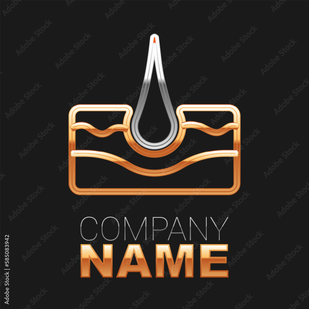 Fototapeta premium Line Human hair follicle icon isolated on black background. Hair care treatment. Colorful outline concept. Vector