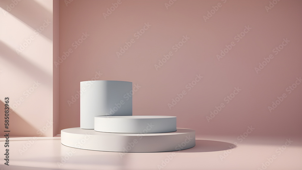 Podium abstract studio room with geometric platform for mockup display minimalistic wall scene for products showcase, Promotion display Generative AI Podium abstract studio room with geometric platform for mockup display minimalistic wall scene for products showcase, Promotion display Generative AI