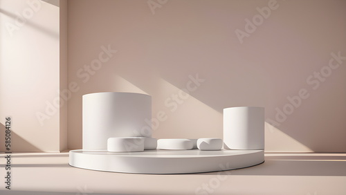 Wallpaper Mural display products abstract modern scene with geometric 3d podium platform bold background 3d rendering with podium stand for cosmetics products Stage showcase on pedestal studio Generative AI Torontodigital.ca