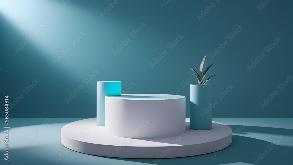 display product abstract modern scene with geometric 3d podium platform bold background 3d rendering with podium stand for cosmetic products Stage showcase on pedestal studio Generative AI