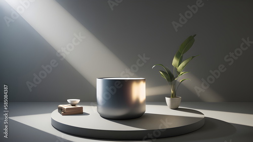 display product abstract modern scene with geometric 3d podium platform bold background 3d rendering with podium stand for cosmetic products Stage showcase on pedestal studio Generative AI