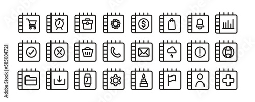 Time and Date Calendar Icons Set Outline Black and White, shopping icons, deadline icons