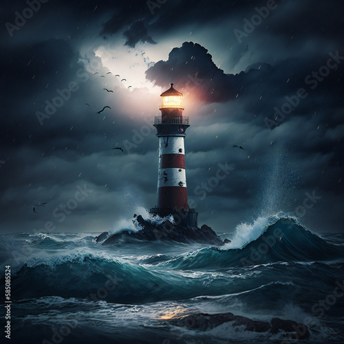 lighthouse on a rainy night