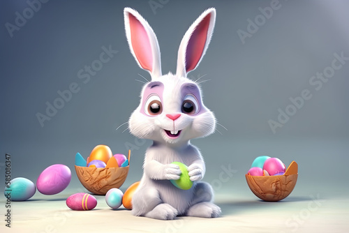 Cute Easter Bunny. Cartoon. AI Generative.  © Mathias