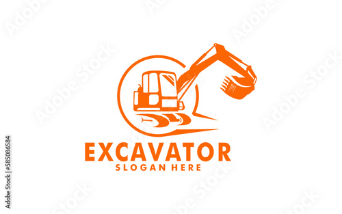 Excavator construction logo design, excavator logo element heavy equipment work. transportation vehicle mining
