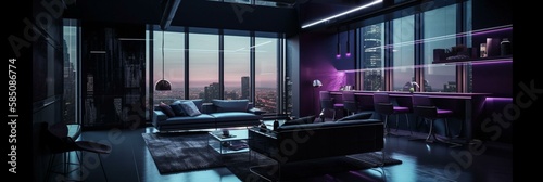 futuristic, modern, clean living room
