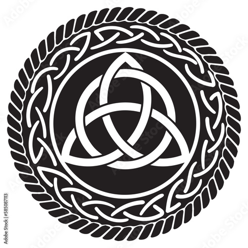 Triquetra in circle trikvetr knot shape trinity vector