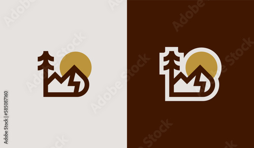 Simple Mountain Logo. Universal creative premium symbol. Vector sign icon logo template. Vector illustration