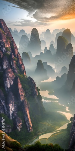 Vietnam landscape illustration (generative AI) photo
