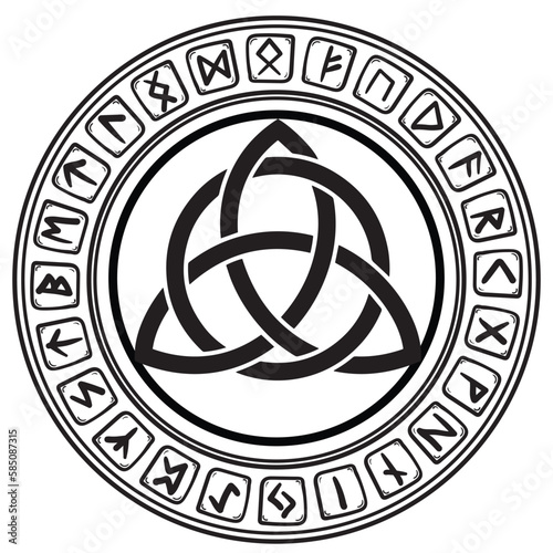 Triquetra in circle trikvetr knot shape trinity vector