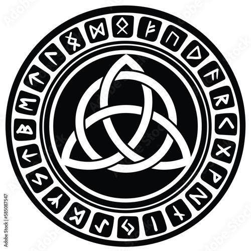 Triquetra in circle trikvetr knot shape trinity vector