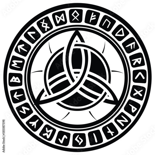 Triquetra in circle trikvetr knot shape trinity vector