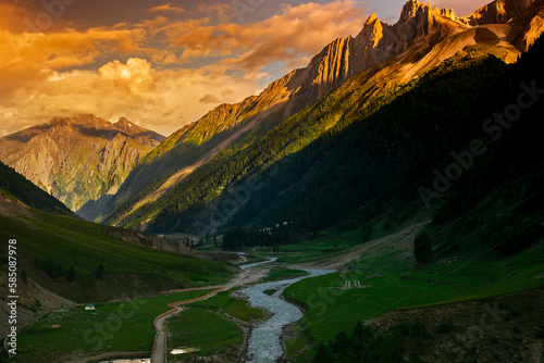 Beautiful mountain landscape of Sonamarg  Jammu and Kashmir state  India