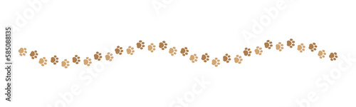 Cute pets, dog or cat footprints separator divider border. Simple paw print pattern, animal track walking vector illustration design element.