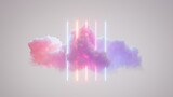 3d render, abstract pastel background of colorful cloud and vertical neon lines, minimalist fantastic wallpaper