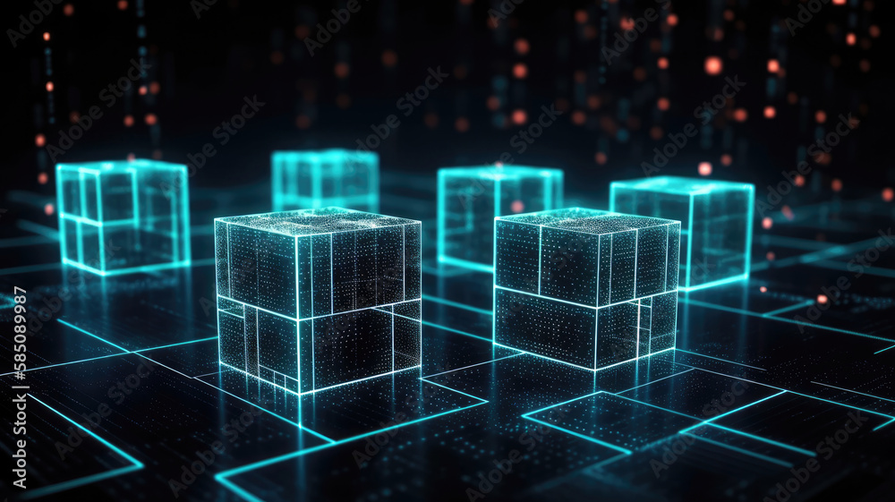 Fototapeta premium Abstract digital cubes background (Generative AI)
