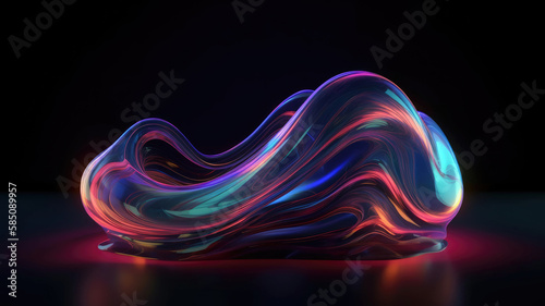 A colorful abstract image of a car with a black background. (Generative AI)