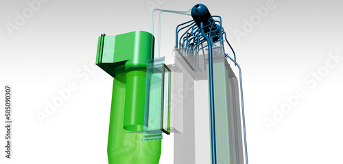 circulating fluidized bed boiler 3D illustration photo