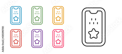 Set line Taxi mobile app icon isolated on white background. Mobile application taxi. Set icons colorful. Vector