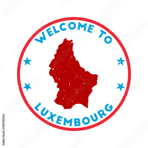 Welcome to Luxembourg stamp. Grunge country round stamp with texture in Gummy Dolphins color theme. Vintage style geometric Luxembourg seal. Captivating vector illustration.