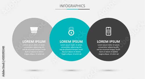 Set Lock, Fire sprinkler system and Mobile with fingerprint scanner. Business infographic template. Vector