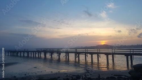 sunset at the pier. Florianópolis - Brazil 