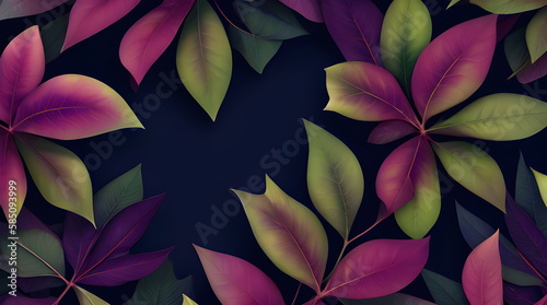 Foliage Leafs Background Botanical Floral with copy space A Minimalistic Flat Design of Leaves and Nature Pattern Designed with Generative AI