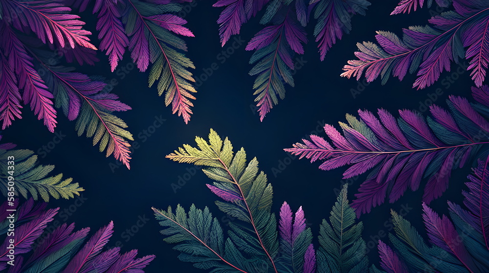Foliage Leafs Background Botanical Floral with copy space  A Minimalistic Flat Design of Leaves and Nature Pattern Designed with Generative AI
