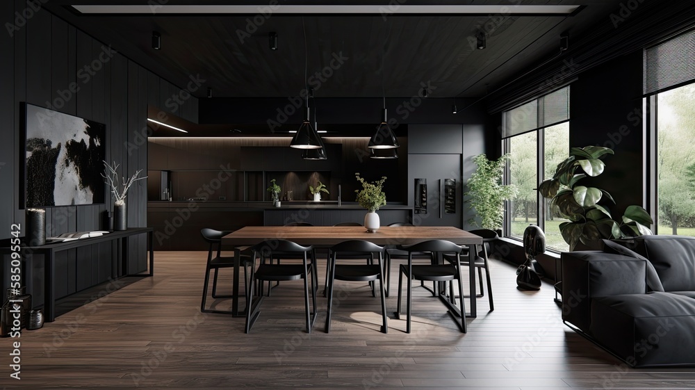 Modern black living room by wooden, luxury interior to dazzle everyone