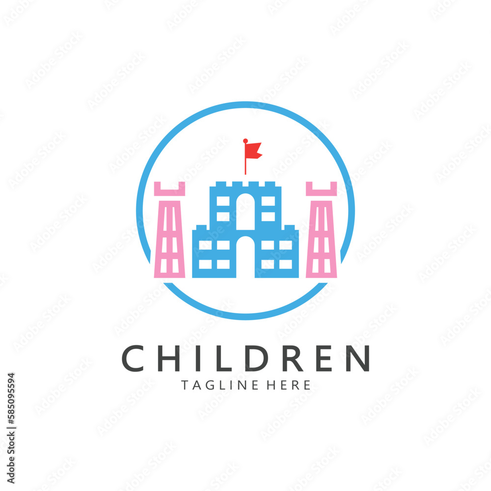 kindergarten logo design simple vector template icon illustration,for education,playgroup,children's learning home,children's school with a modern concept