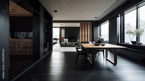 Modern black living room by wooden  luxury interior to dazzle everyone