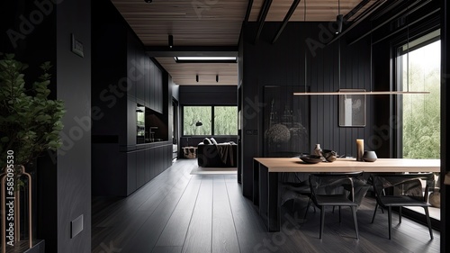 Modern black living room by wooden, luxury interior to dazzle everyone