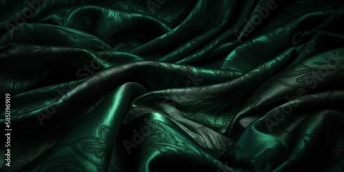 Green silky material texture